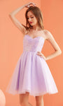 A-line Strapless Short Tulle Lace-Up Fitted Sequined Beaded Natural Waistline Fit-and-Flare Sweetheart Party Dress With Pearls