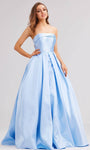 Sophisticated Strapless Natural Waistline Straight Neck Lace-Up Pleated Beaded Pocketed Dress with a Court Train