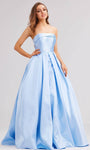 Sophisticated Strapless Natural Waistline Straight Neck Beaded Lace-Up Pleated Pocketed Dress with a Court Train