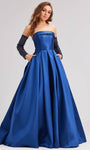 Sophisticated Strapless Natural Waistline Beaded Pleated Pocketed Lace-Up Straight Neck Dress with a Court Train