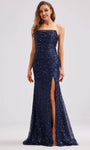 Strapless Natural Waistline Straight Neck Back Zipper Draped Sequined Ruched Slit Mermaid Evening Dress with a Brush/Sweep Train