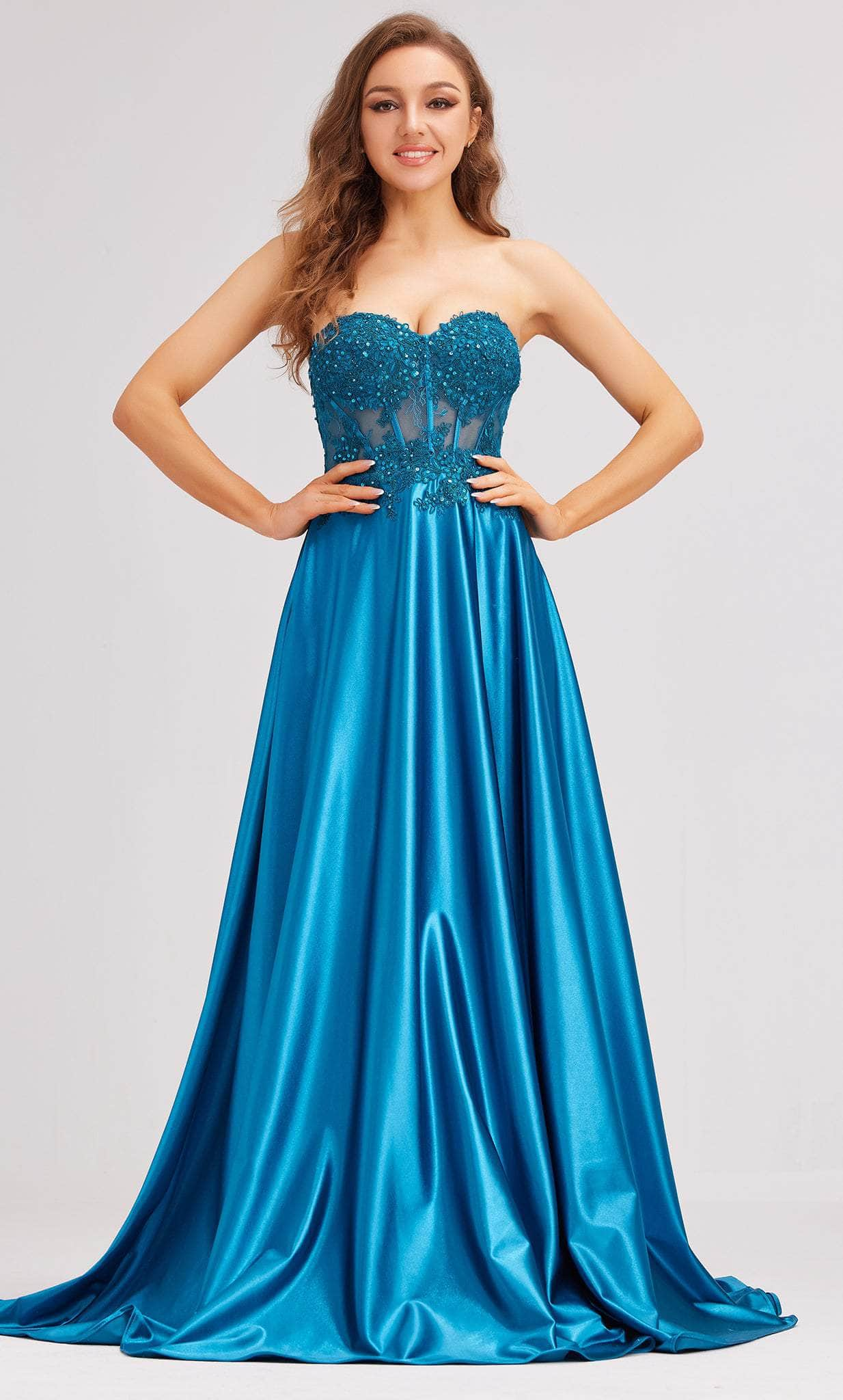 J'Adore Dresses J23025 - Ornate Corset Evening Dress
