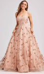 A-line Strapless Sweetheart Floral Print Natural Waistline Flutter Sleeves Lace Lace-Up Embroidered Applique Evening Dress with a Brush/Sweep Train
