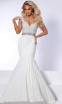 Sophisticated Cap Sleeves Mermaid Sweetheart Floor Length Natural Waistline Beaded Back Zipper Wedding Dress