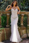 Sweetheart Lace-Up Beaded Spaghetti Strap Mermaid Natural Waistline Dress with a Brush/Sweep Train