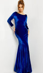 Sophisticated Bateau Neck Natural Waistline Long Sleeves Sheath Sheath Dress with a Brush/Sweep Train