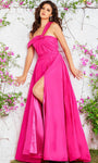 A-line Off the Shoulder Sleeveless Natural Waistline Taffeta Slit Banding Asymmetric Ruched Dress