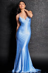 Sophisticated V-neck Spaghetti Strap Natural Waistline Lace-Up Beaded Ruched Open-Back Floor Length Mermaid 2011 Evening Dress/Prom Dress with a Court Train