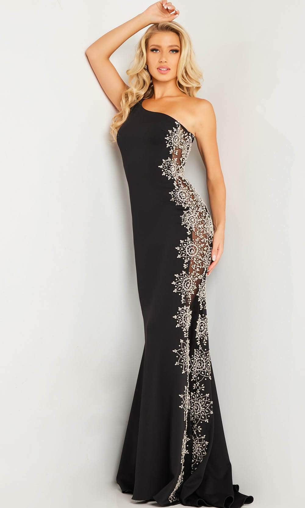 Jovani 22500 - Beaded Sheer Side Prom Gown
