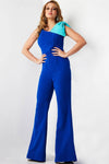 Natural Waistline Asymmetric Back Zipper One Shoulder Sleeveless Jumpsuit With a Bow(s)