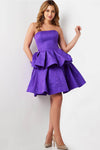 A-line Strapless Straight Neck Natural Princess Seams Waistline Back Zipper Open-Back Pleated Cocktail Short Prom Dress