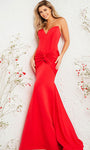 Sophisticated V-neck Mermaid Corset Natural Waistline Back Zipper Off the Shoulder Sleeveless Dress with a Brush/Sweep Train