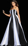 Sophisticated A-line Strapless Straight Neck Two-Toned Print Natural Waistline Back Zipper Fitted Floor Length Dress