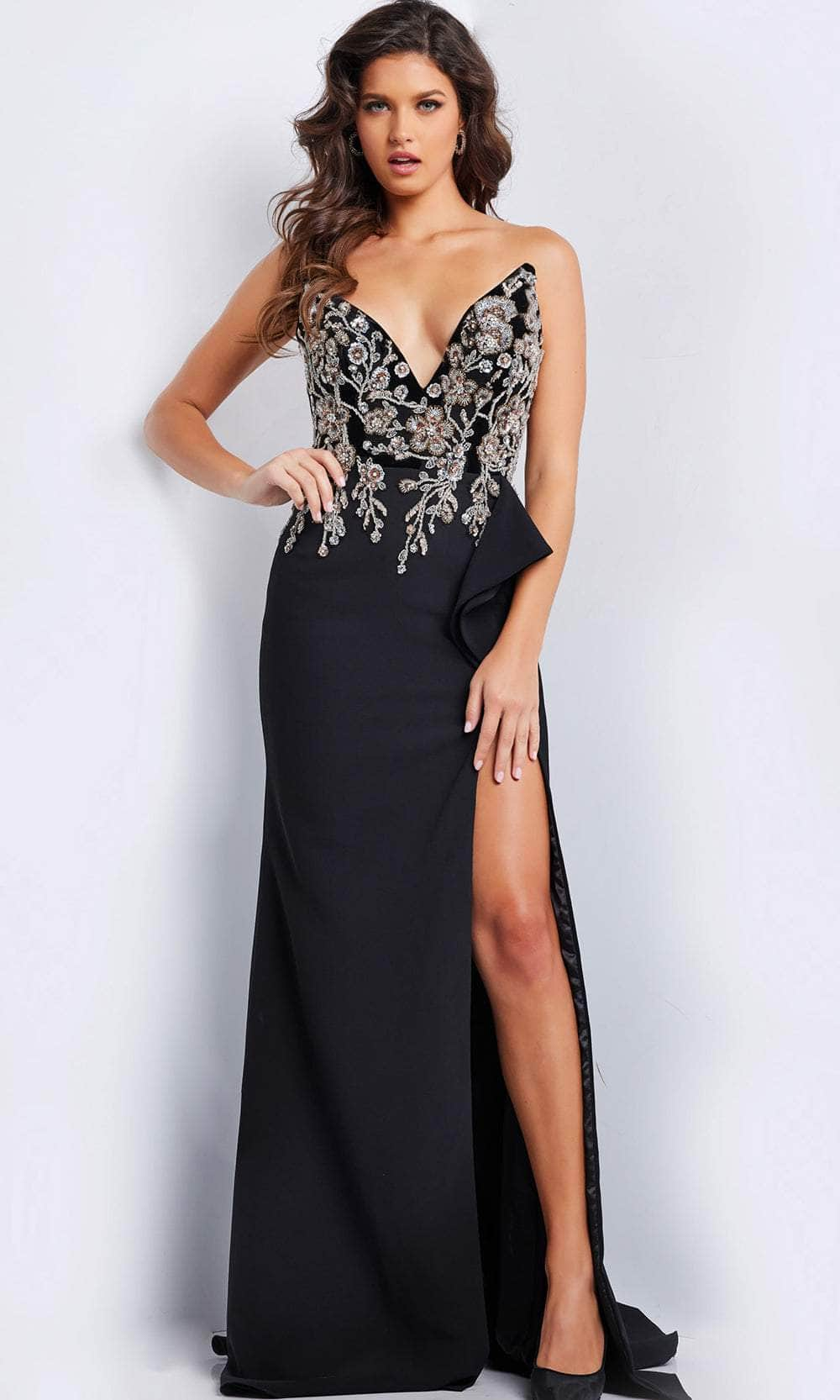 Jovani 23938 - Floral Beaded Evening Gown
