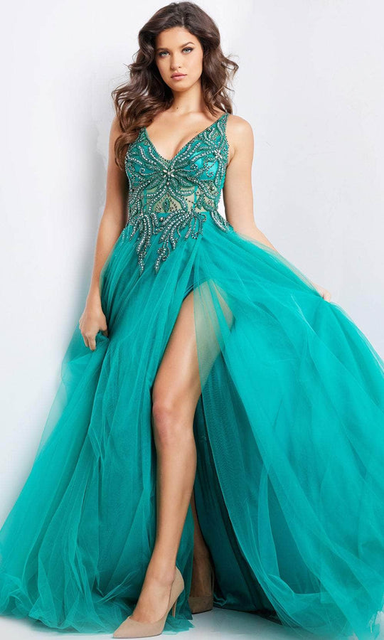 Honey Couture CAROLE Emerald Green Sequin Corset Mermaid Formal Gown D