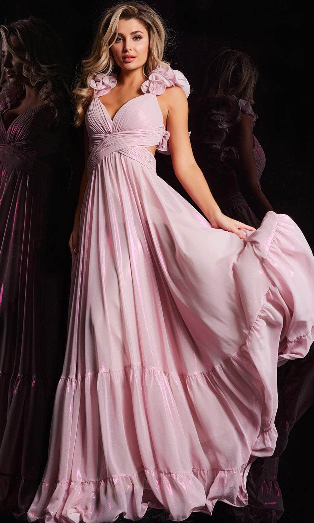 Jovani 26248 - Floral Accent A-Line Prom Dress
