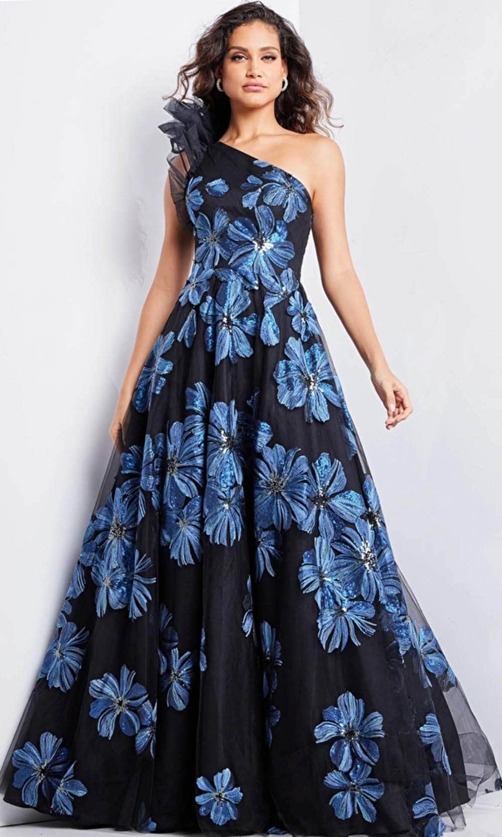 Jovani 36717 - Floral A-Line Evening Gown
