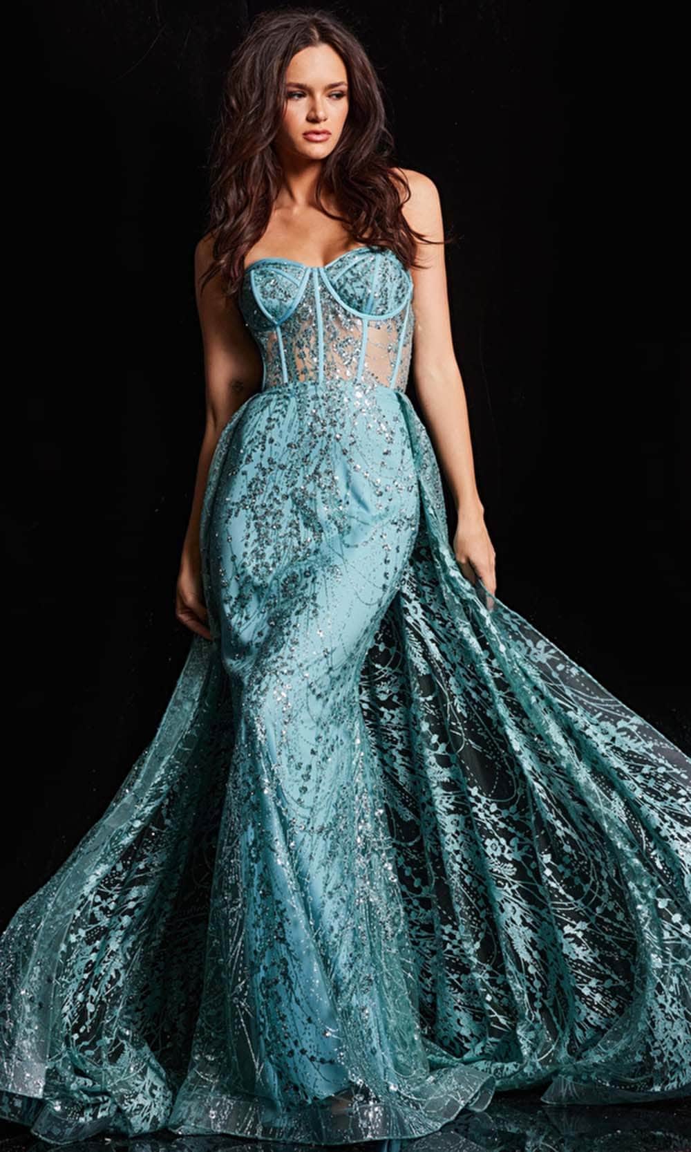 Jovani 36736 - A-Line Overskirt Prom Gown
