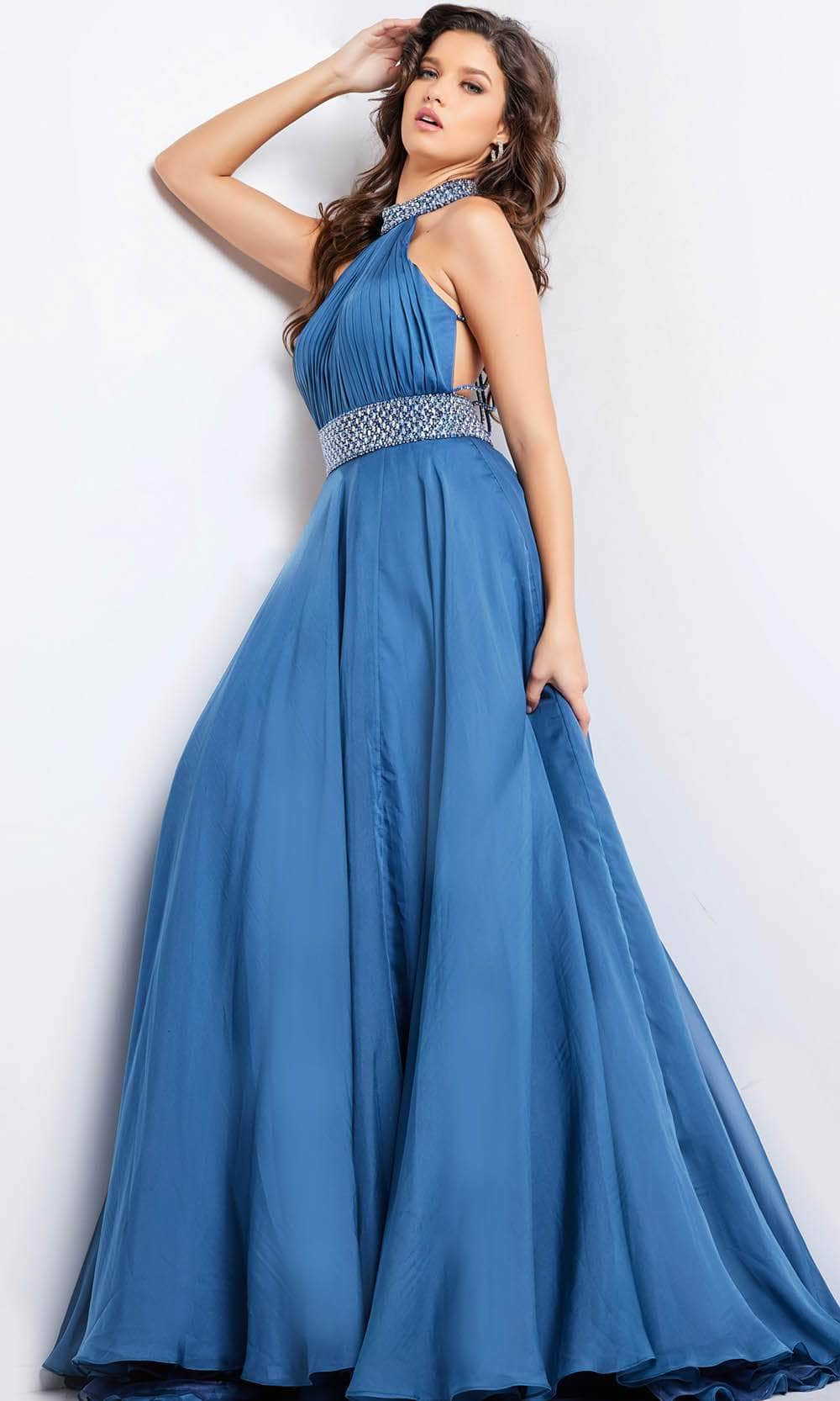 Jovani 36749 - Halter Ruched Prom Gown
