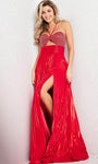 Tall Natural Waistline Sweetheart Slit Sheer Beaded Cutout Sleeveless Spaghetti Strap Sheath Sheath Dress with a Brush/Sweep Train