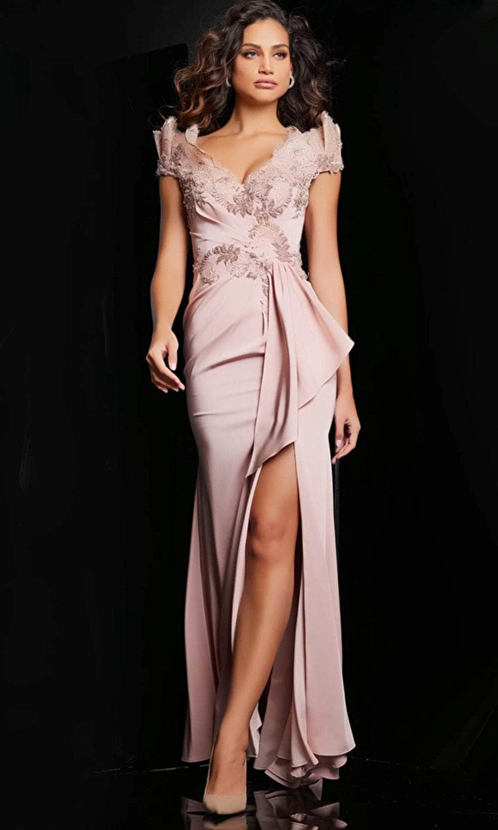 Jovani 37572 - Embroidered Sheath Evening Gown
