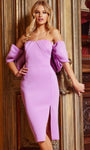 Sexy Strapless Sweetheart Off the Shoulder Sheath Natural Waistline Pleated Wrap Slit Cocktail Above the Knee Sheath Dress With a Bow(s)