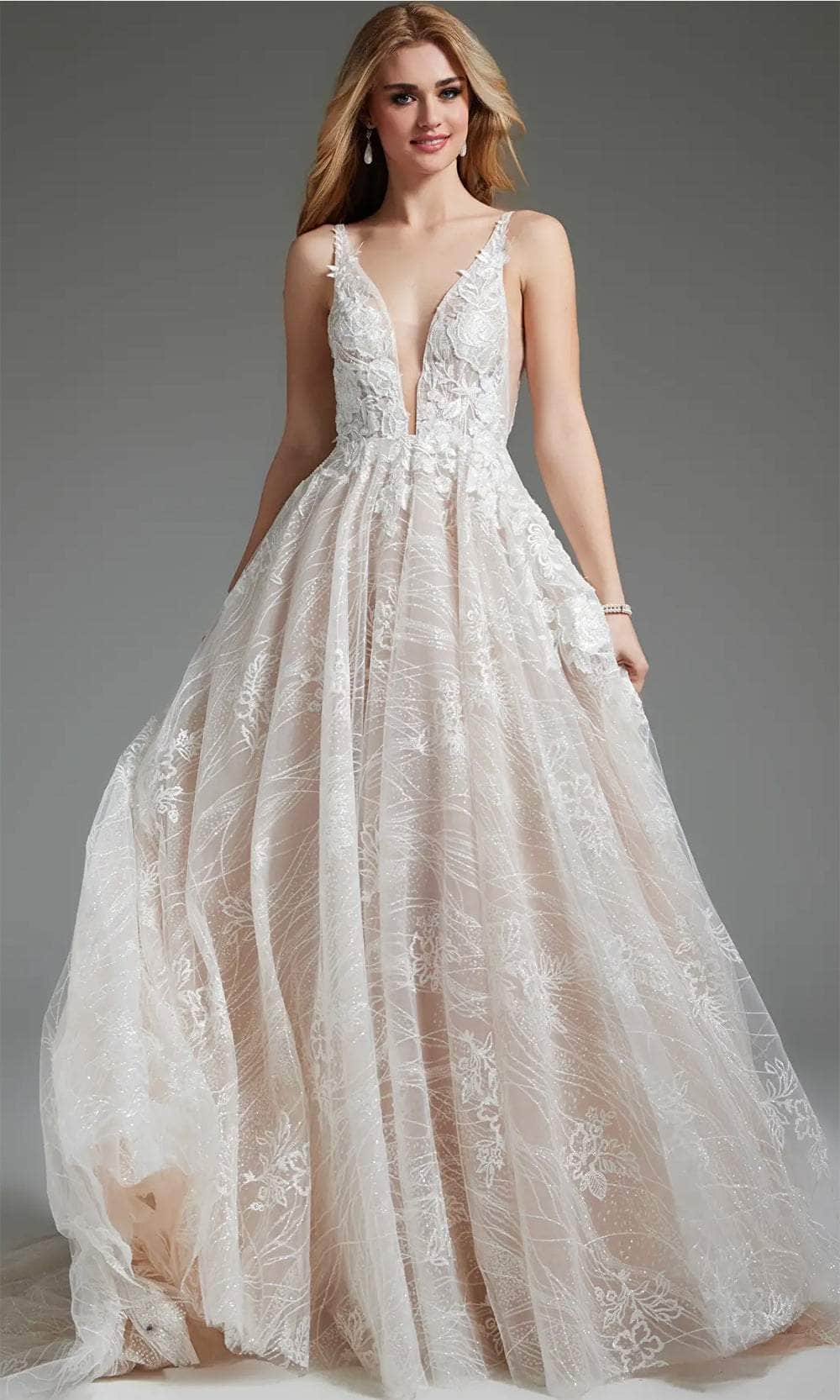 Jovani 39435 - Floral A-Line Bridal Gown
