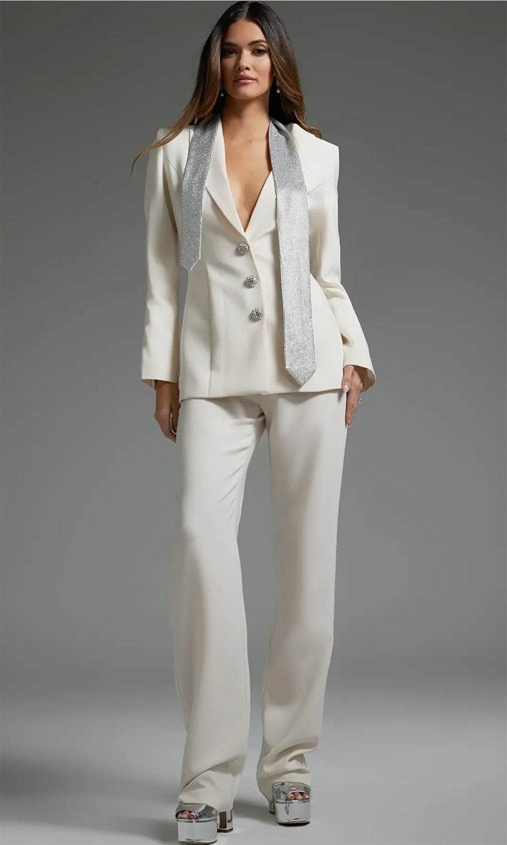 Jovani 39726 - Collared Bridal Pantsuit
