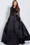 Tulle Jeweled Neck Natural Waistline Jeweled Beaded Sheer Pocketed Illusion Hidden Back Zipper Long Sleeves Evening Dress/Party Dress