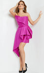 Strapless Natural Waistline Cocktail Short Draped Peplum Pleated Asymmetric Back Zipper Sheath Sheath Dress