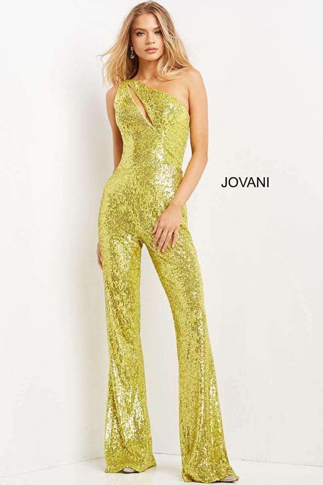 Jovani 9017 - Sequin One-Shoulder Jumpsuit
