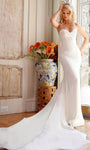 Strapless Sweetheart Mermaid Natural Waistline Pleated Button Closure Open-Back Wedding Dress with a Chapel Train