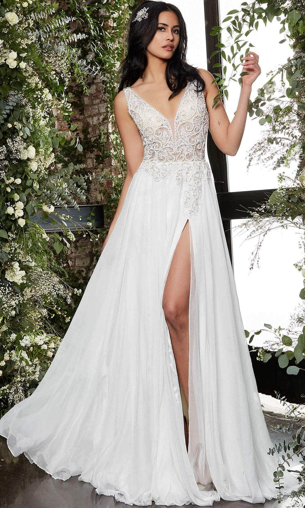 Jovani Bridal JB06795 - Embellished Illusion Bridal Gown
