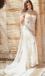 Petite High-Neck Sweetheart Illusion Beaded Natural Waistline Floor Length Sheath Sheath Dress/Wedding Dress with a Brush/Sweep Train