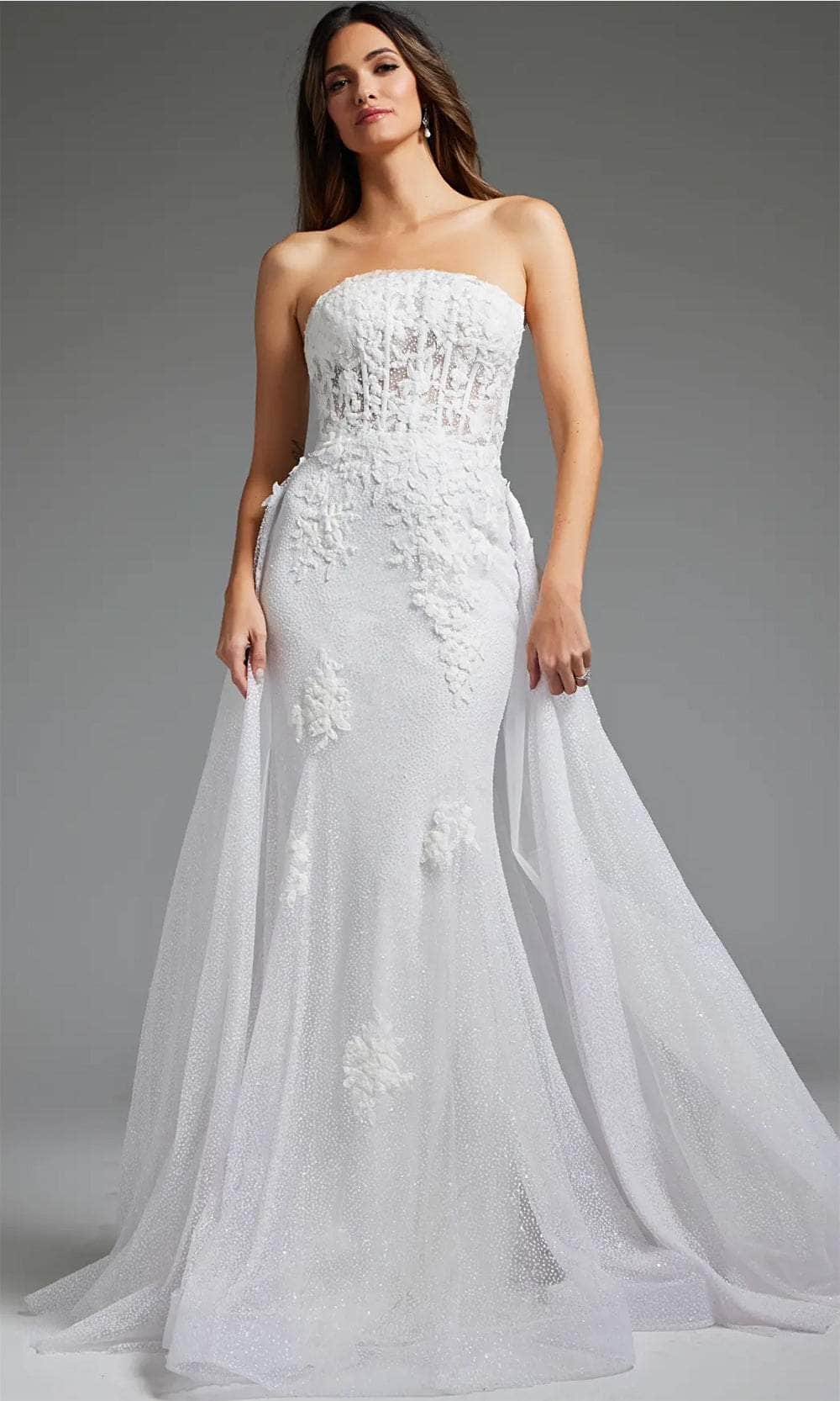 Jovani JB24560 - Strapless Overskirt Bridal Gown
