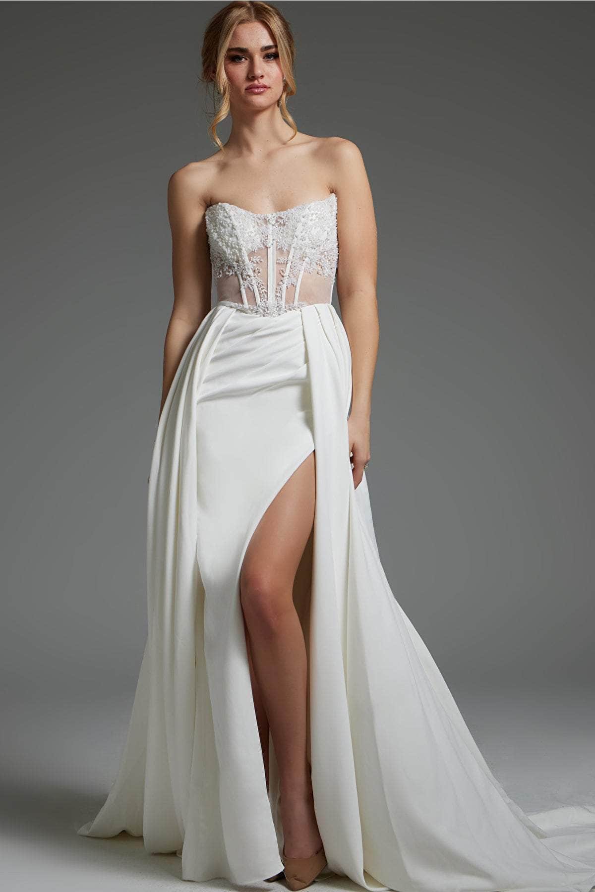 Jovani JB37128 - Corset Overskirt Bridal Gown
