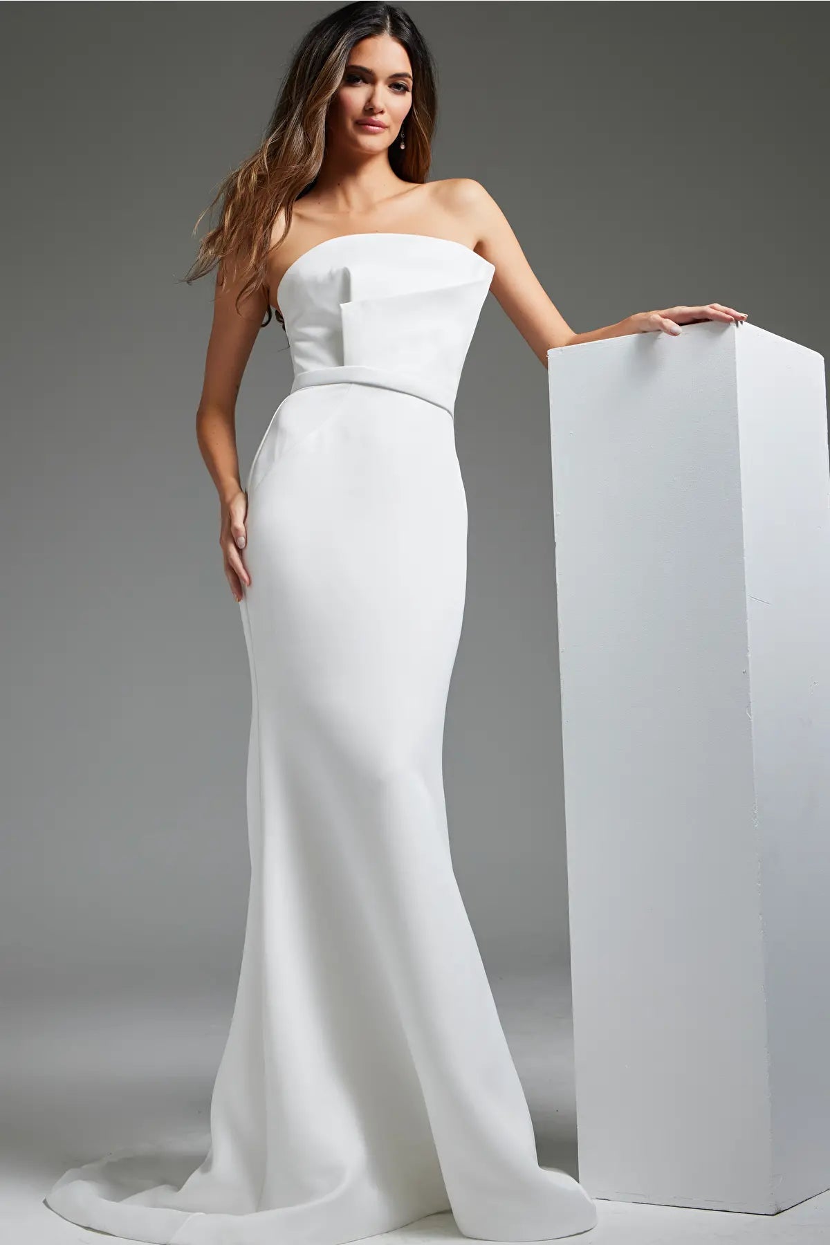 Jovani JB40597 - Straight-Across Simple Bridal Dress
