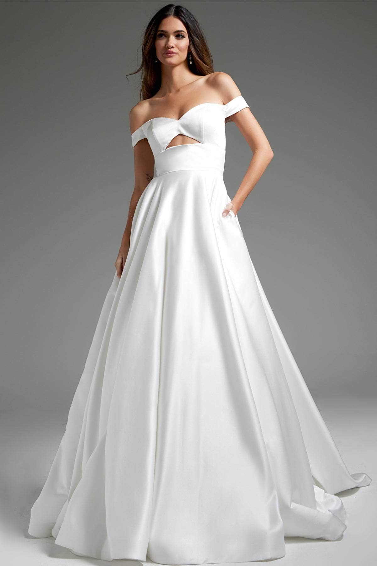 Jovani JB42626 - Off Shoulder Front Cutout Bridal Gown
