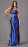 Sexy Strapless Cowl Neck Straight Neck Mermaid Sheer Slit Illusion Draped Hidden Back Zipper Corset Natural Waistline Prom Dress with a Brush/Sweep Train