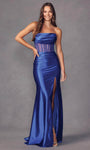 Sexy Strapless Cowl Neck Straight Neck Mermaid Slit Hidden Back Zipper Illusion Sheer Draped Corset Natural Waistline Prom Dress with a Brush/Sweep Train
