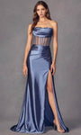 Sexy Strapless Mermaid Corset Natural Waistline Cowl Neck Straight Neck Illusion Draped Sheer Hidden Back Zipper Slit Prom Dress with a Brush/Sweep Train