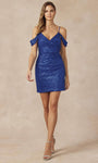 V-neck Cocktail Above the Knee Natural Waistline V Back Fitted Back Zipper Sequined Draped Sheath Polyester Cold Shoulder Sleeves Spaghetti Strap Sheath Dress