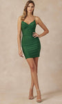 Sophisticated V-neck Spaghetti Strap Polyester Cocktail Short Corset Natural Waistline Sheath Lace-Up Fitted Sheath Dress