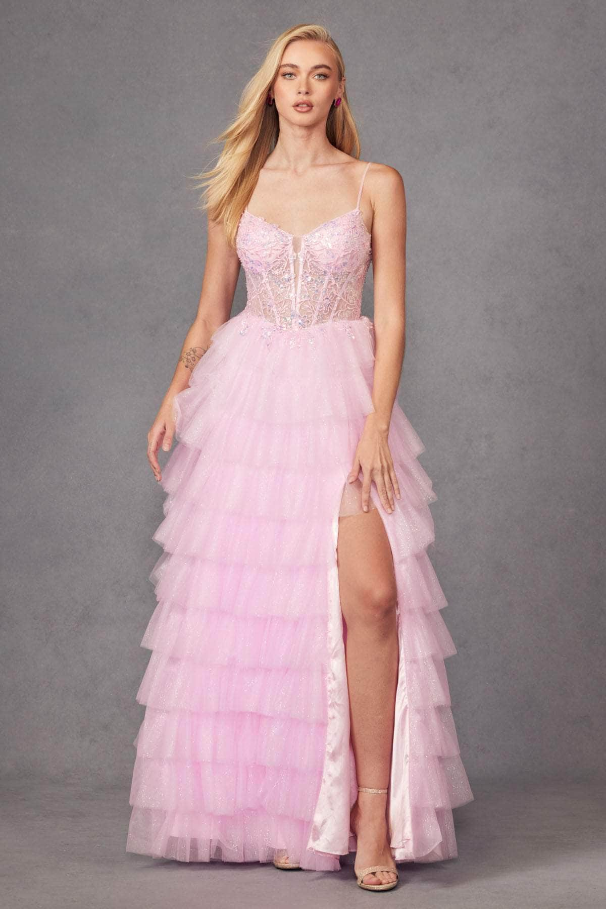 Juliet Dresses JT2458A - Embellished Illusion Corset Prom Gown
