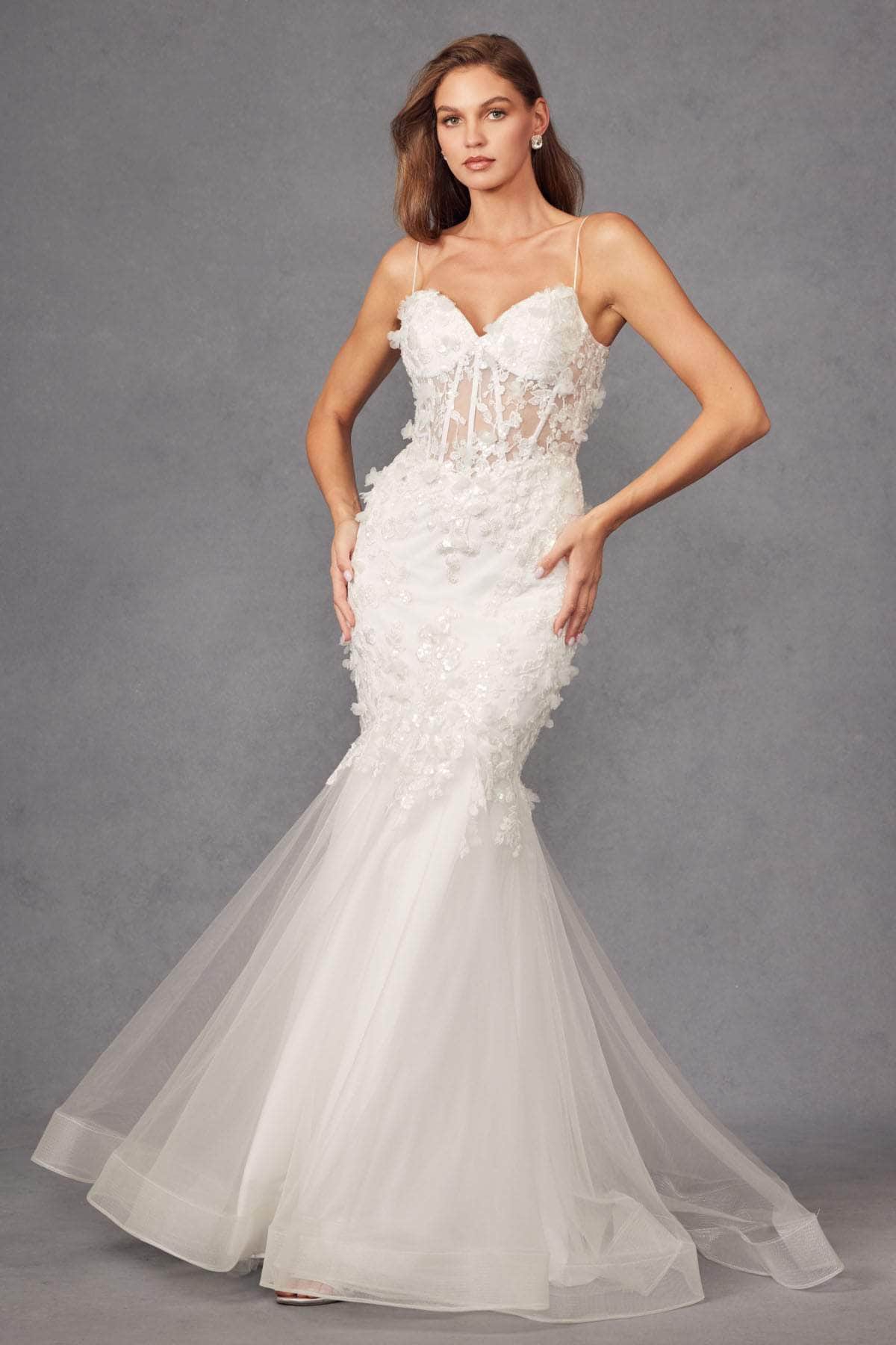 Juliet Dresses JT2469KW - 3D Floral Embroidered Wedding Dress

