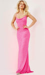 Cowl Neck Sheath Natural Waistline Glittering Beaded Spaghetti Strap Sheath Dress/Prom Dress with a Brush/Sweep Train