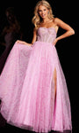 Sophisticated A-line Off the Shoulder Slit Beaded Corset Natural Waistline Tulle Dress with a Brush/Sweep Train