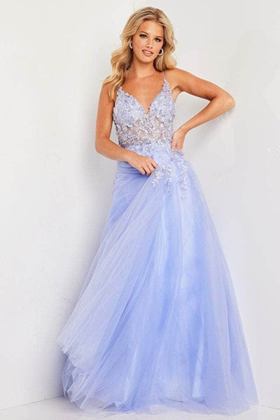 Sophisticated A-line V-neck Tulle Sleeveless Spaghetti Strap Floor Length Back Zipper Illusion Open-Back Sequined Embroidered Natural Waistline Prom Dress