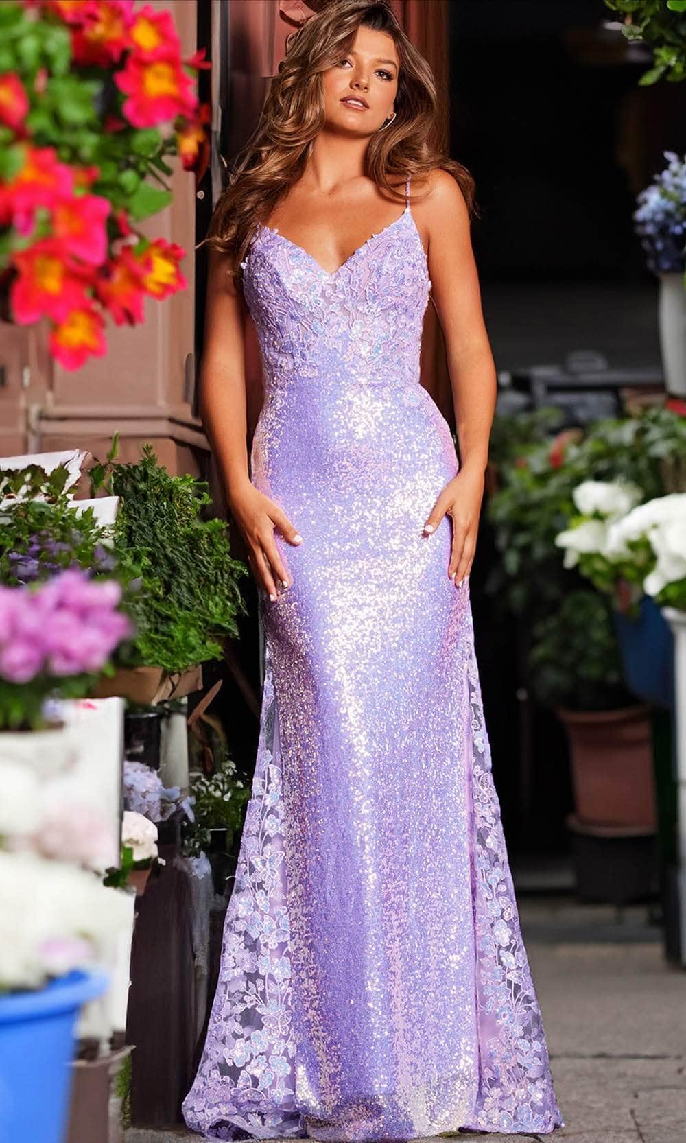 JVN by Jovani JVN37478 - Sequin Embroidered Prom Gown
