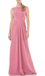 Sophisticated A-line Bateau Neck Natural Waistline Sleeveless Back Zipper Pleated Dress